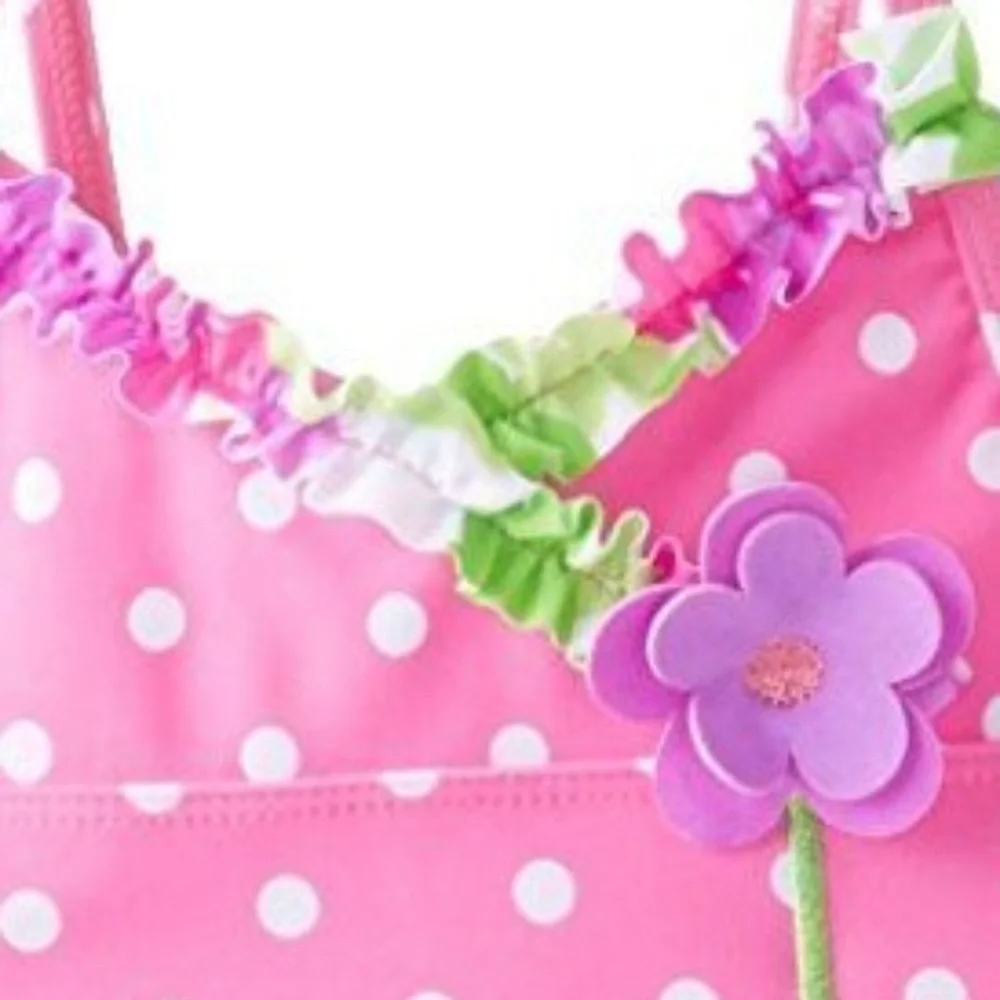 Hartstrings Girls‎ 2T Pink One Piece Swimsuit Polka Dot Ruffle Flower NWT
